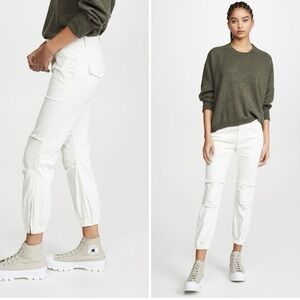 NILI LOTAN  White gathered ankle military cargo crop pants size 4